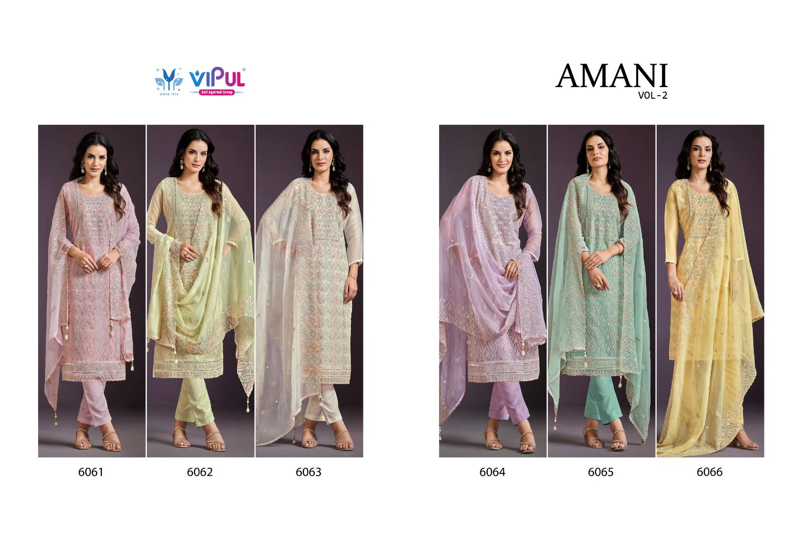 Amani Vol 2 By Vipul Chiffon Embroidered Salwar Suits Wholesale Shop In Surat
